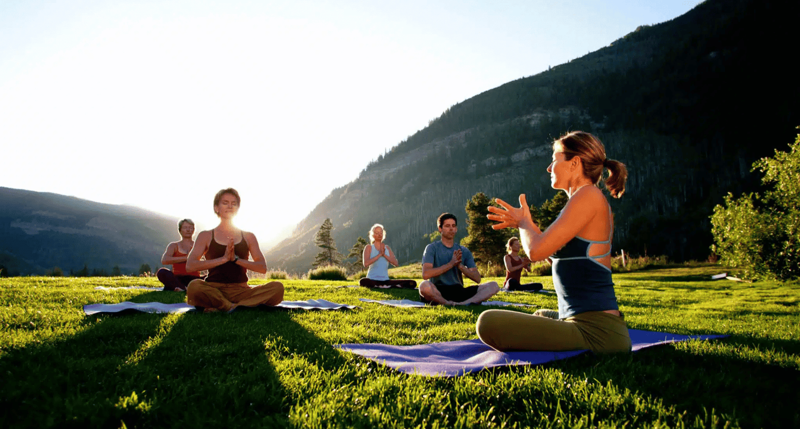 Peaceful hall for meditation and yoga practice
